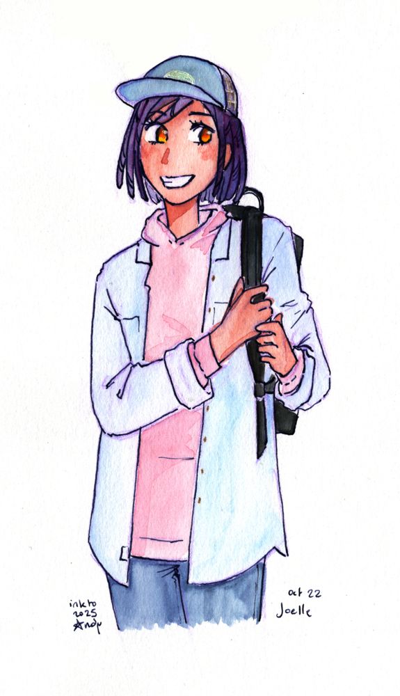 a traditional drawing in ink and watercolors