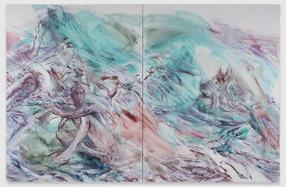 Sea Change (Diptych) By Kylie Manning, 2023, oil on linen, 74" × 96", each panel, 148" × 96"
