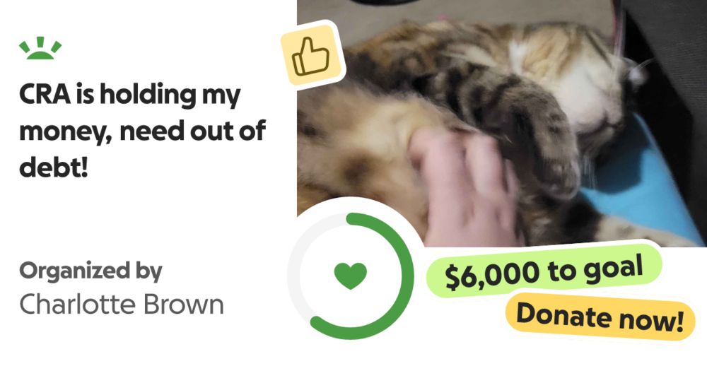 Hi, I m Charlotte and I am fundraising to get out of debt because the CRA d… Charlotte Brown needs your support for CRA is holding my money, need out of debt!