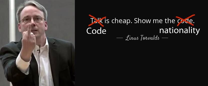 Code is cheap.Show me the nationality. 
Linus