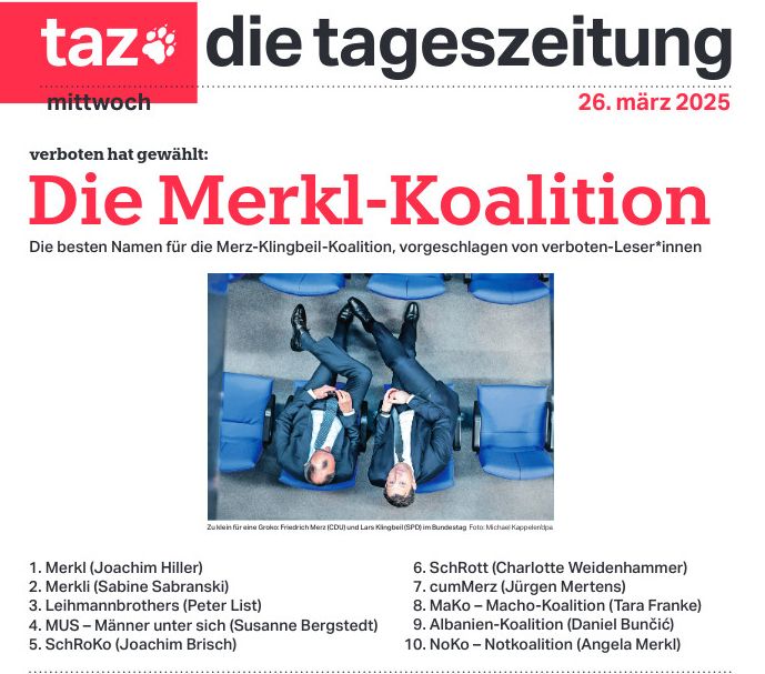 taz-Titel: Die Merkl-Koalition