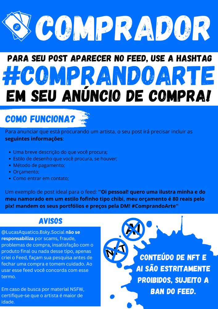 Imagem com texto referente à conduta que os clientes interessados em comprar comissões deverão tomar ao postar seus anúncios de comissões no feed.