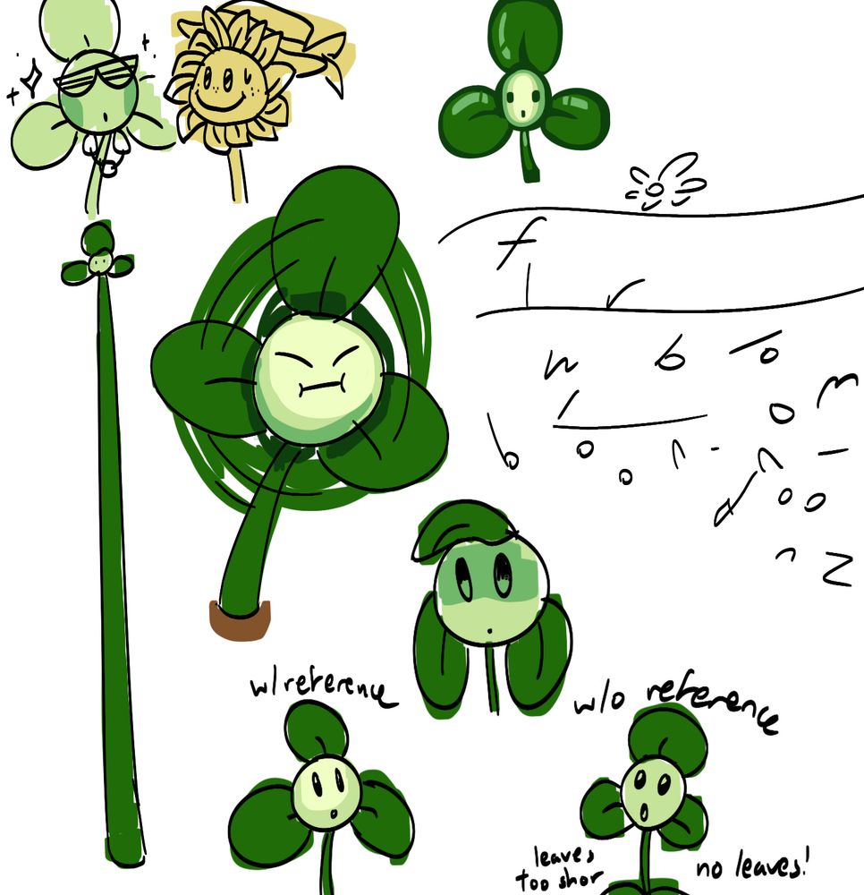 multiple doodles of blover from pvz