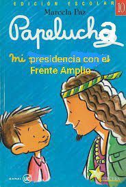 Portada de libro "Papelucho, mi hermano hippie" editada, y ahora dice "Papelucha, mi presidencia con el Frente Amplio"
