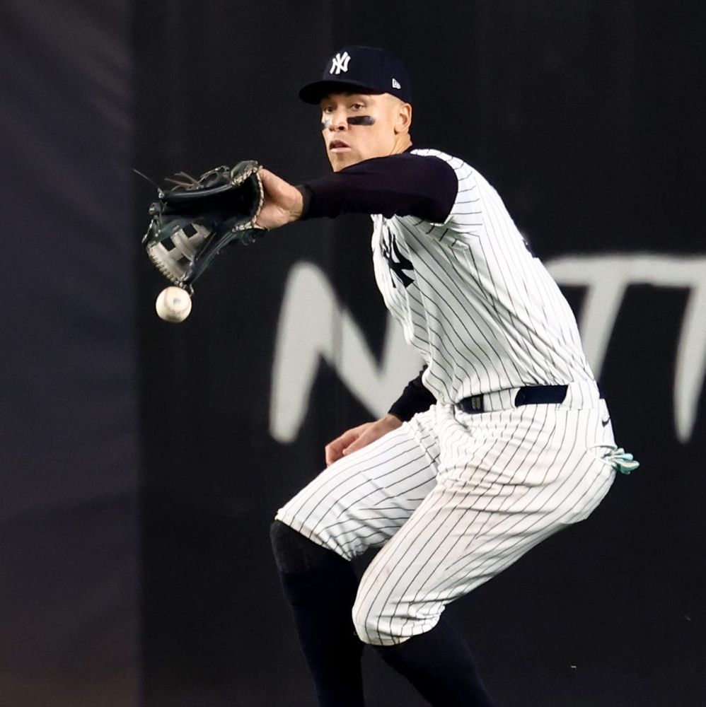 Aaron Judge dropping the ball in a crucial error during game five of the World Series. 