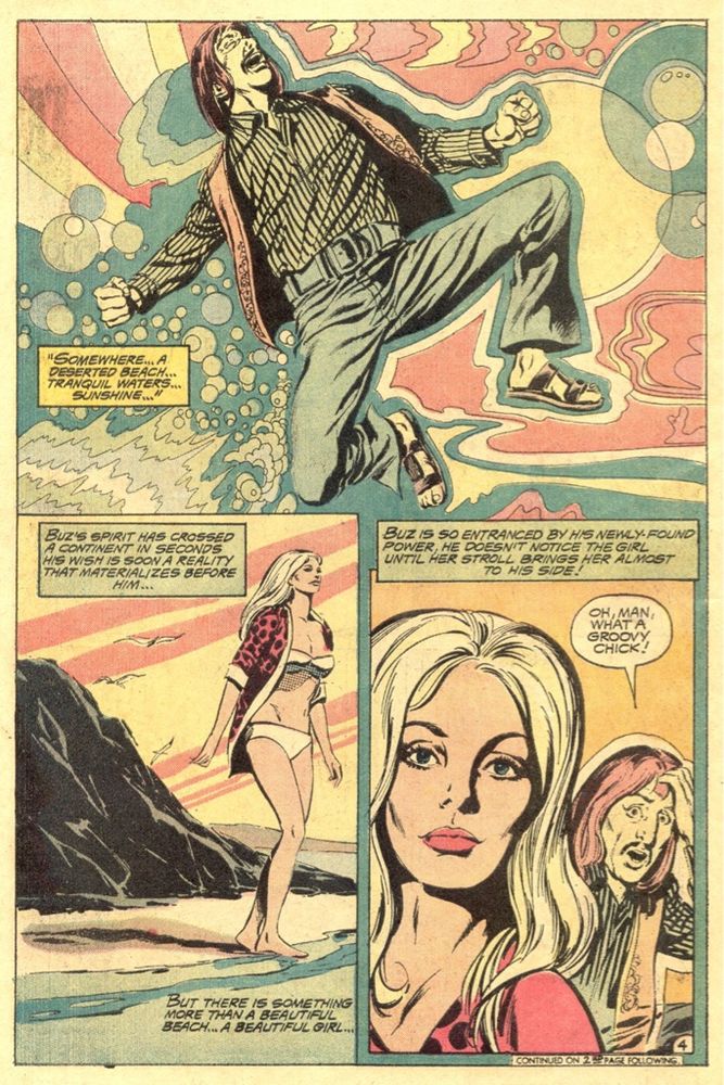 Dude’s trippin’ and then starts dreaming of a beautiful bikini babe to replace his nagging wife.