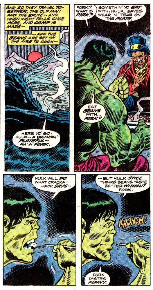 Hulk and Crackajack Jackson eating beans.