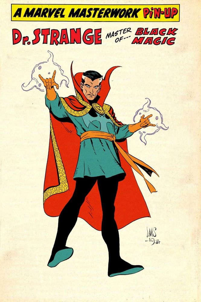 Dr. strange floating in a “Marvel Masterwork Pin-Up”