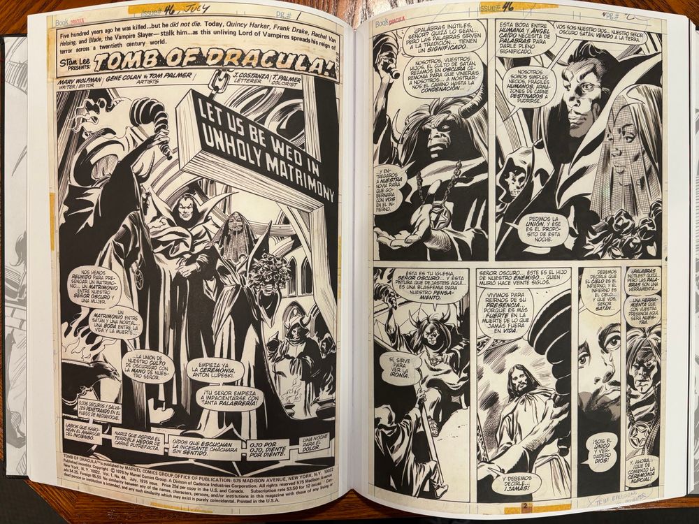 First two pages of ToD 46, showing a mix of original English and overlayed Spanish lettering.
