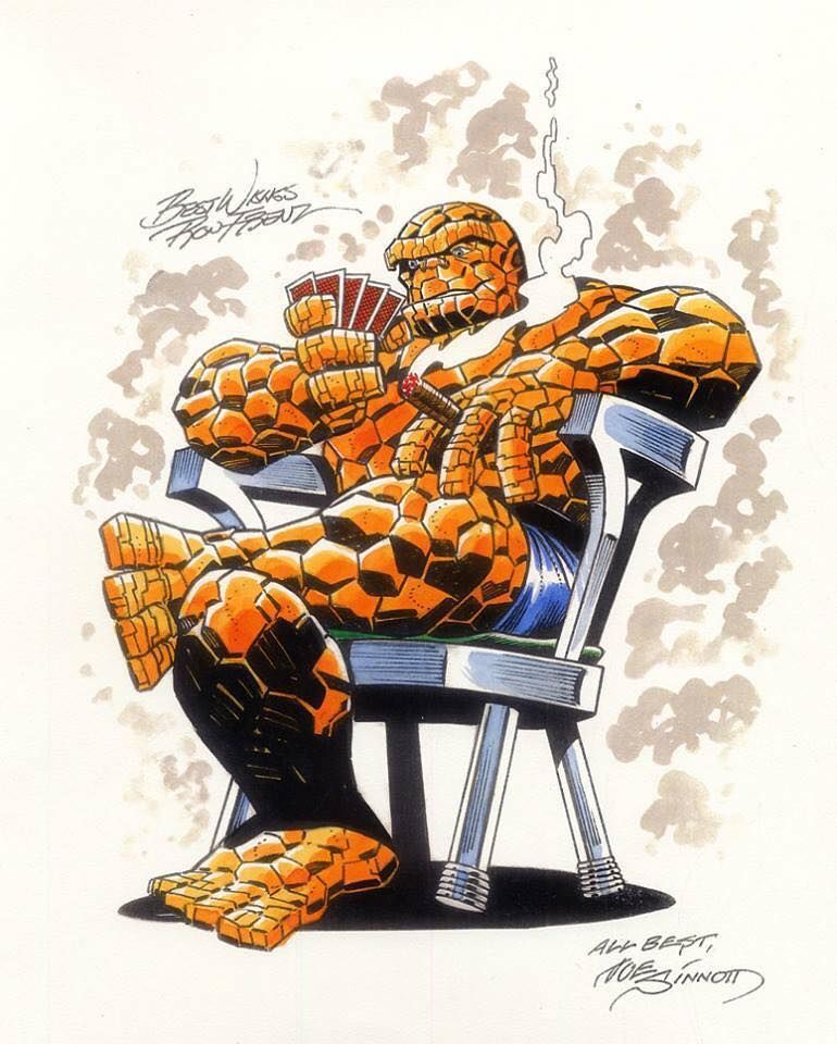 Ben leaning back in a chair, cards in right hand, cigar in left.