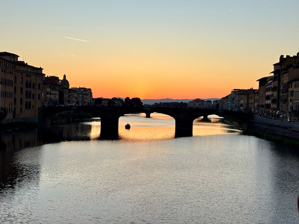 Sunset view from the Ponte Vecchio Bridge.