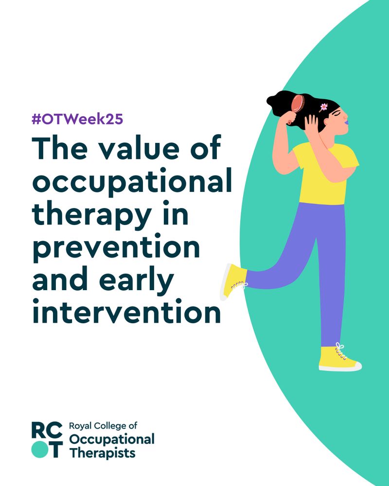 Text reads '#OTWeek25. The value of occupational therapy in prevention and early intervention'

An illustration shows a person brushing their hair. 