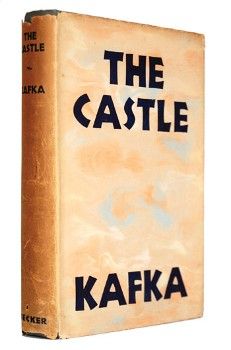 First English translation of the book The Castle, the last novel by Franz Kafka.

The dust jacket of the first English translation of Franz Kafka's "The Castle" (1930), featuring minimalist typography and design characteristic of early 20th-century book covers. 

https://en.wikipedia.org/wiki/The_Castle_(novel)#/media/File:CastleKafka.jpg