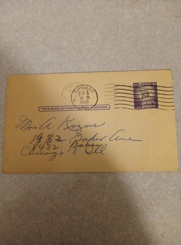 Post card dated 1959