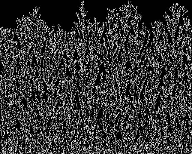 Vertical structures looking like organic shapes, created by diffusion-limited aggregation process