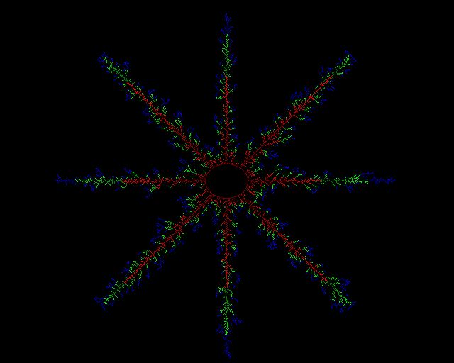 Snowflake-type shape created by diffusion-limited aggregation process