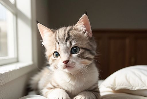 窓から外を眺めるネコさん