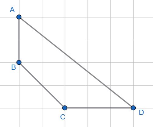 A quadrilateral ABCA, with vertices A(0,4), B (0,2), C (2,0) and D (5,0)