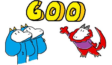 My Demon Fursona's looking up at a yellow 600 