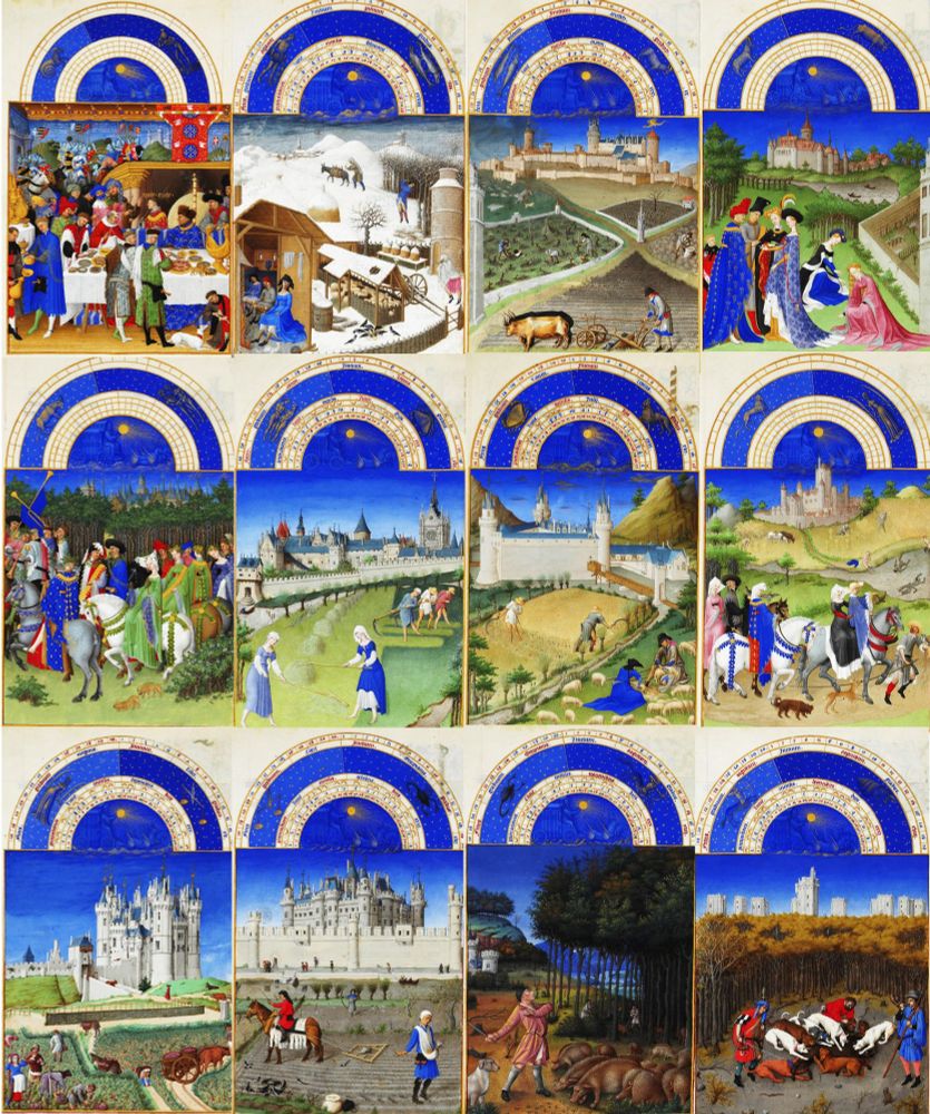 Les illustrations des 12 mois des Très riches heures du duc de Berry