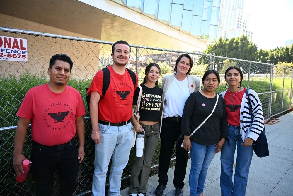 UFW staff and farm worker activists outside the DTLA federal courthouse