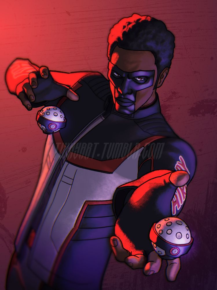 A digital illustration of Mr. Terrific as he appears in Superman 2025. He is throwing two of his T-Spheres at the viewer.