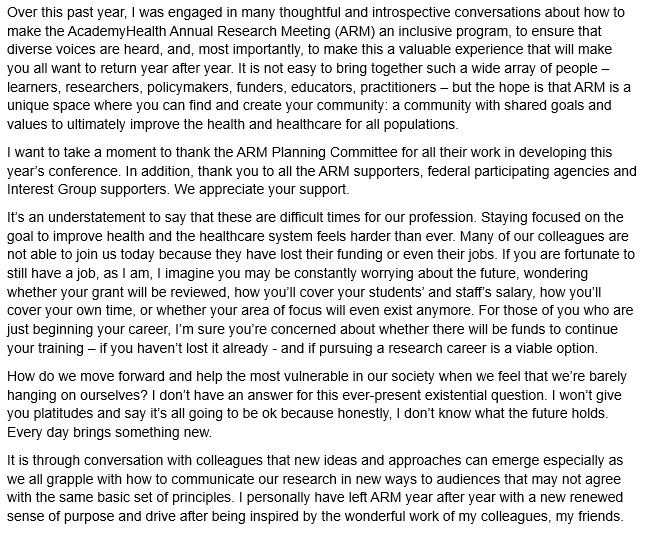 Part 1 of opening remarks at ARM plenary