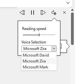 screenshot of read aloud selection