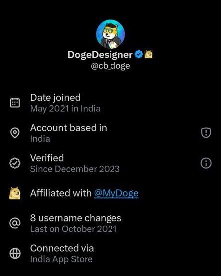 A screenshot from Musk's corrupted Xitter app: 
His new feature showed where people login from, from what country the original registration is, from which countries app store localization it was downloaded. Many MAGAs, Netanyahu Gaza-war shills, NazBols are now proven to be from third world countries.

DogeDesigner is from India.