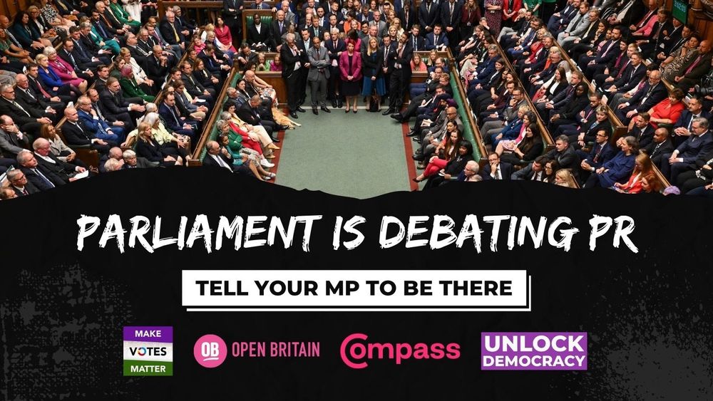 Parliament is debating PR. Tell your MP to be there.