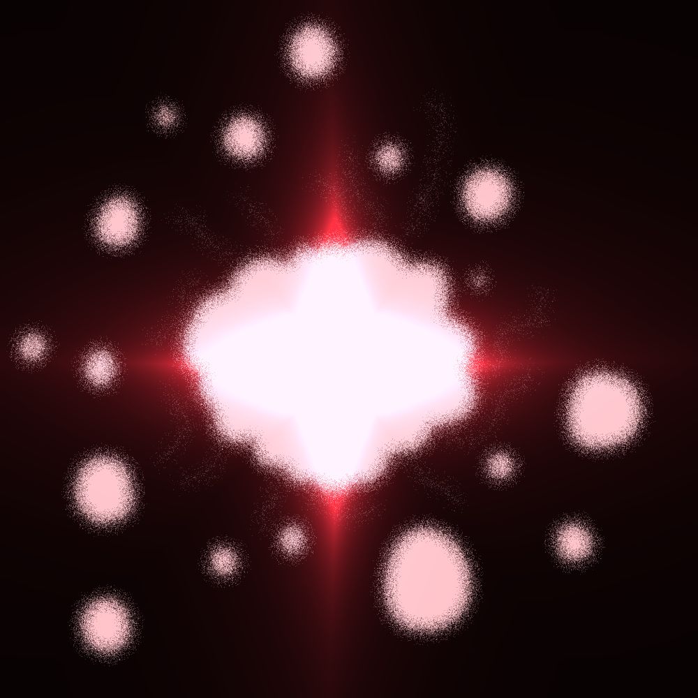 Art of a glowing white magenta star with pink bubbles boiling off it.