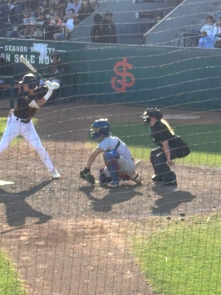 Tanya Millette umpiring the San Jose Giants game. 