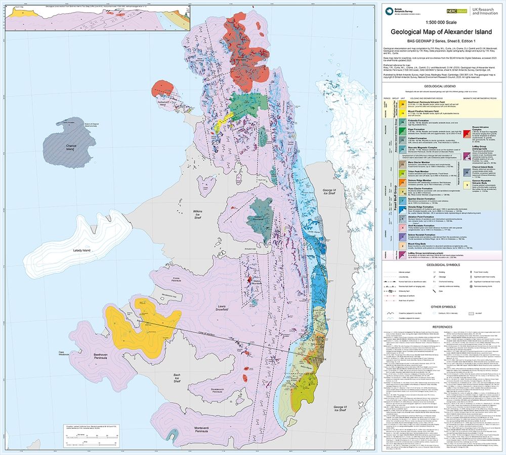 Map of Alexander Island showing the island geology.