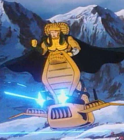 GI Joe villain Serpentor on his air chariot 