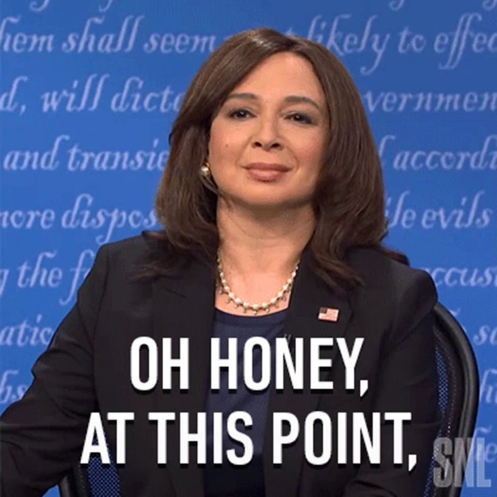 a woman in a suit says oh honey at this point on snl