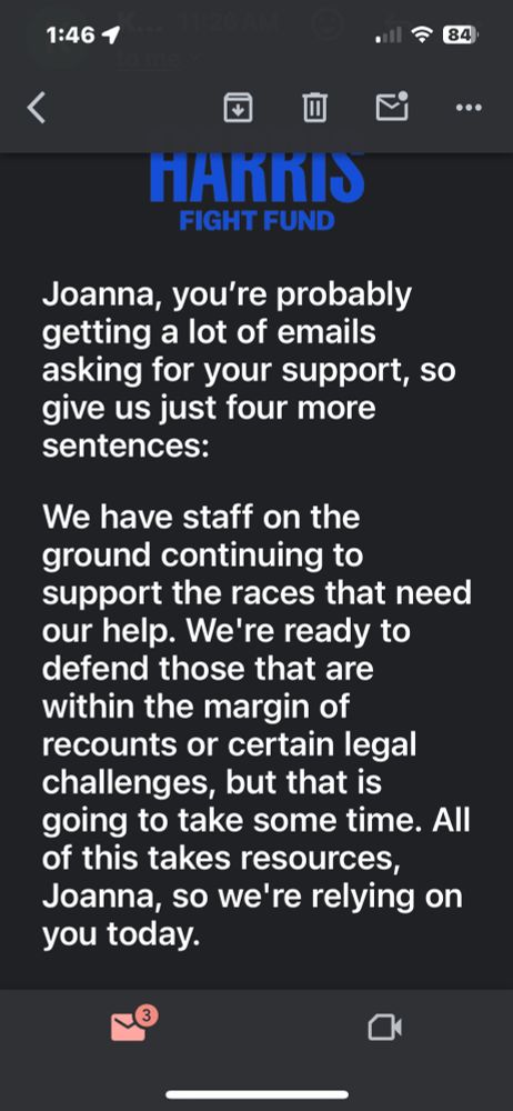 Kamala Harris fight fund email screenshot