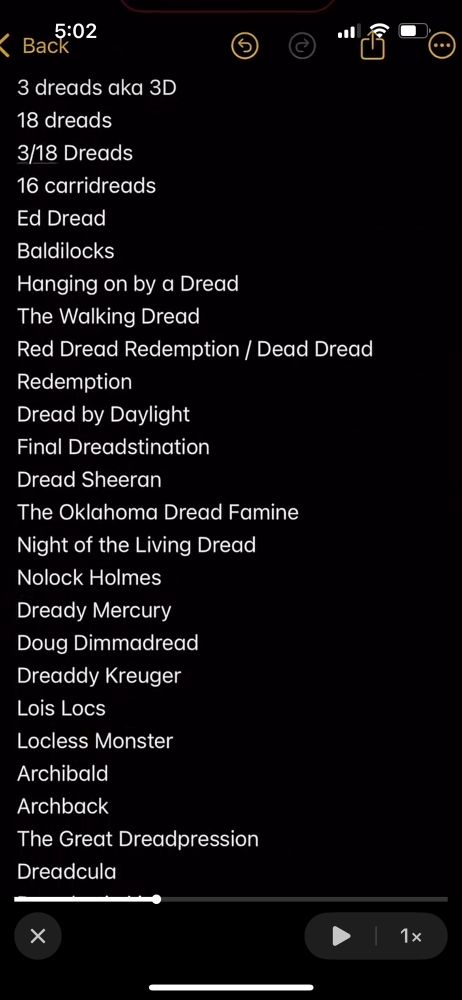 Screenshot from a TikTok by black star gangster of the punny names for Taylor 