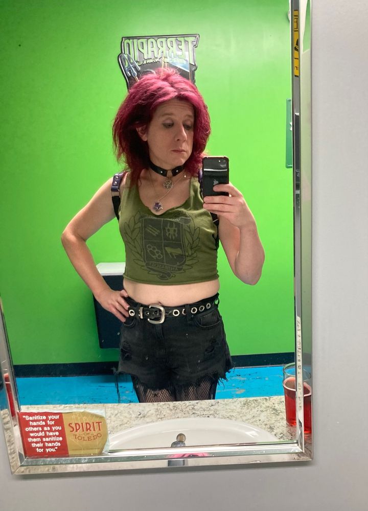 Transfemme disaster taking a mirror selfie