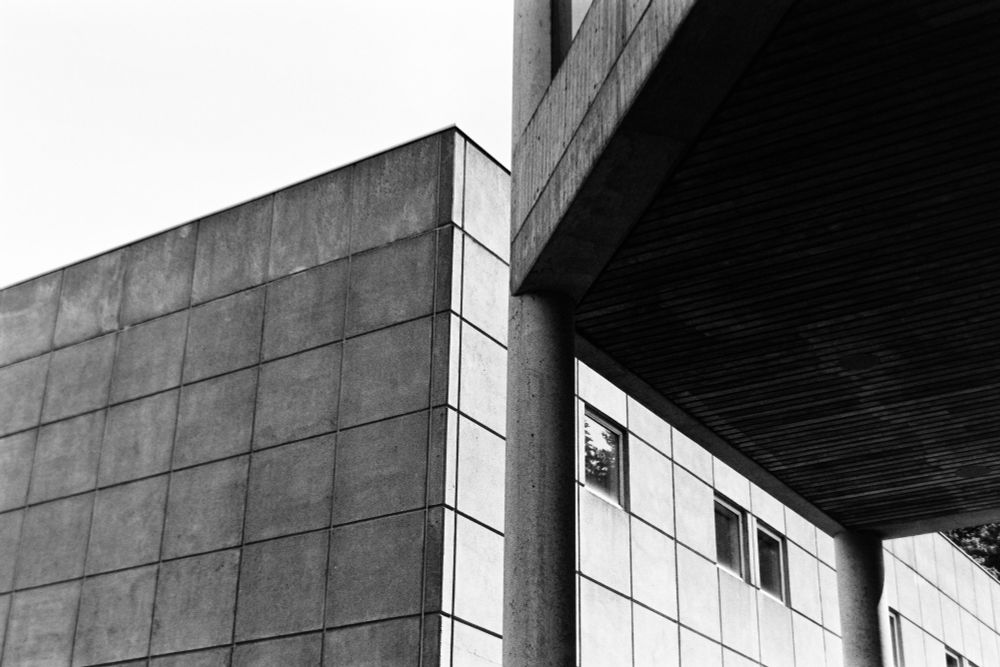 sharp-angled overlapping buildings
