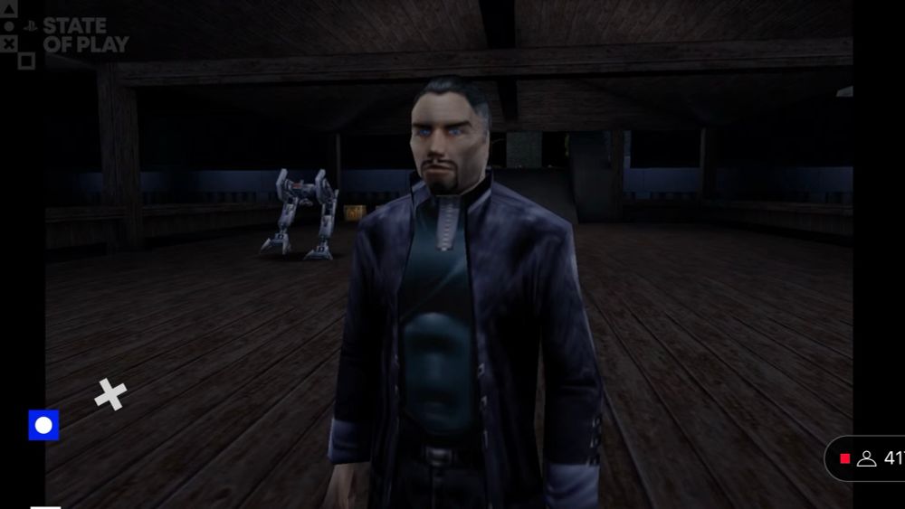 Paul Denton from Deus Ex looking like a goofy but evenly lit late-90s goth.