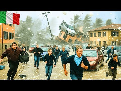 CHAOS in Italy! Large-scale storm and hail in Marche, everything destroyed in minutes