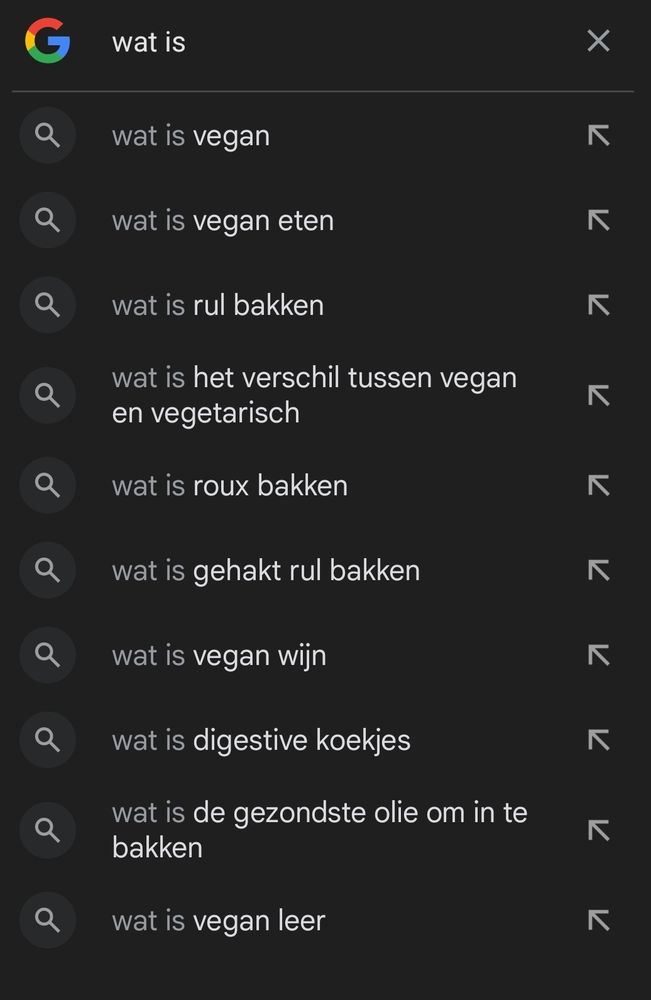 Wat is:
Vegan
Vegan eten
Rul bakken
Het verschil tussen vegan en vegetarisch
Roux bakken
Gehakt rul bakken
Vegan wijn
Digestive koekjes
De gezondste olie om in te bakken
Vegan leer