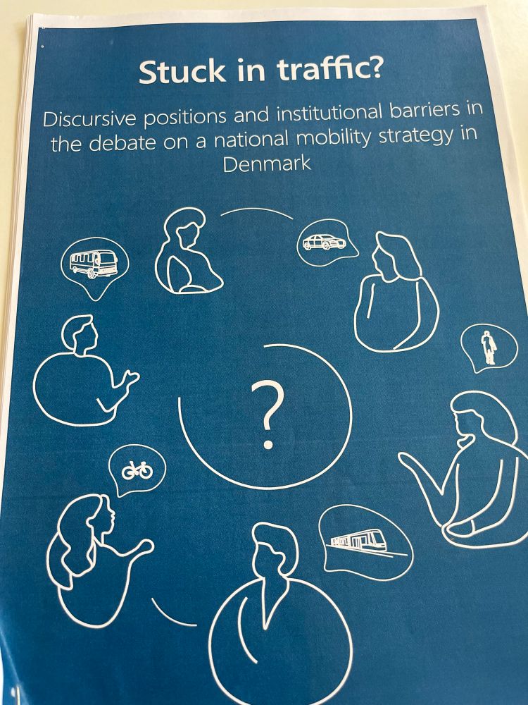 Frontpage of the thesis. 

Text: 

Stuck in traffic?

Discursive positions and institutional barriers in
the debate on a national mobility strategy in
Denmark