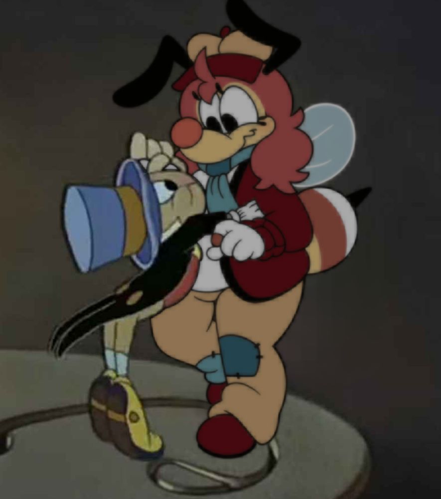 A selfship screenshot edit of the scene from Pinocchio 1940 of Jiminy Cricket dancing on a music box. But my self insert is edited into the image, dancing with him