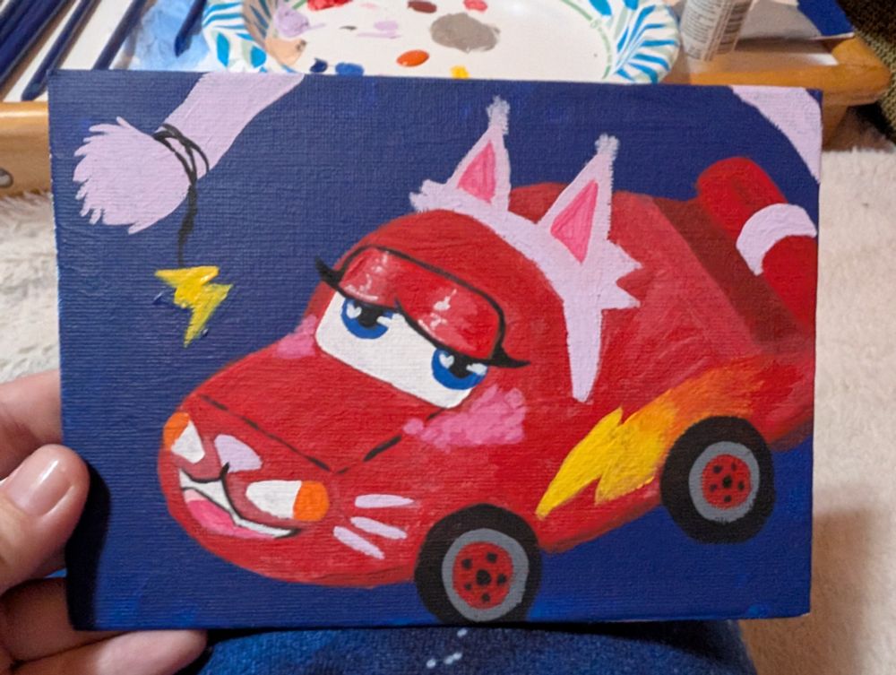 Lightning NyaQueen which is just Lightning McQueen with cat accessories 