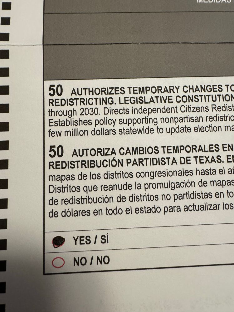 You wanna play games Texas Republican Politicians? 

Play stupid games win stupid prizes. 

California ballot voting to allow CA to match Texas’ dirty district maps to counter their gerrymandering.