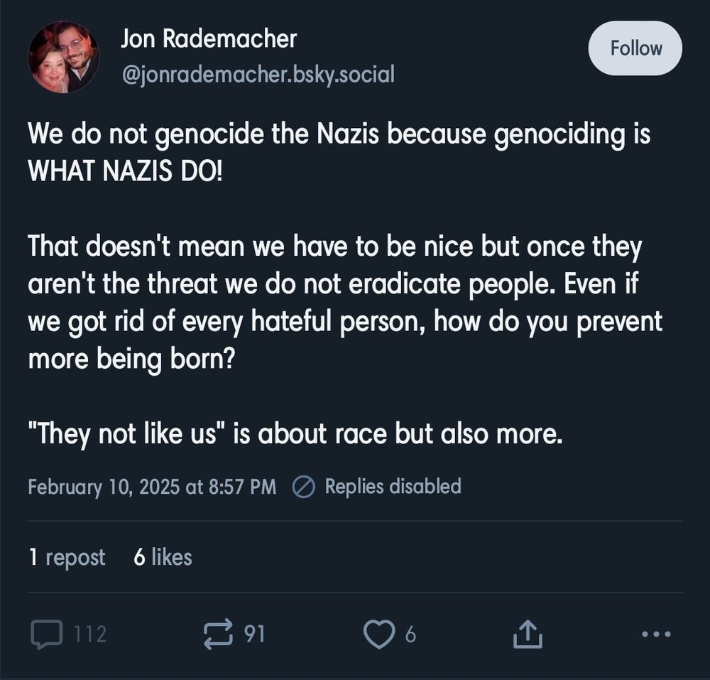 Skeet saying we should genocide the Nazis because that's what they do. 