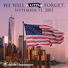 we a little forget september 11 2001 9/11 memorial image with american flag waving in front of a very low opacity twin towers tbh this meme cracks me up 