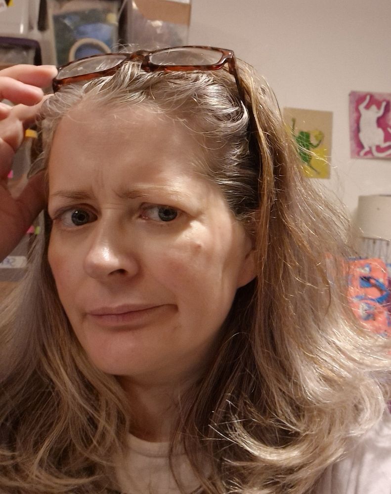 Me with my reading glasses on my head. This is my acting face for confusion. I should go into acting.