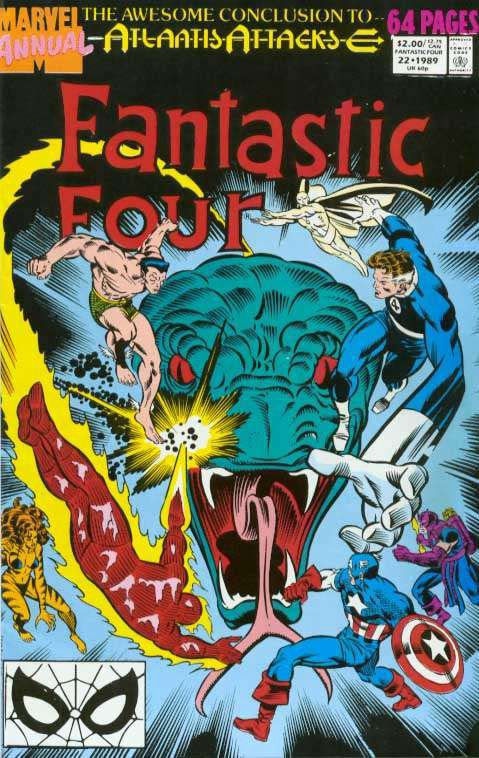 Cover to Fantastic Four Annual 22 the conclusion to the Atlantis Attacks story